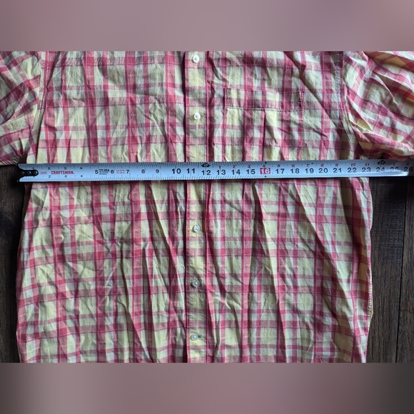 Cutter & Buck Chambray Short Sleeve Shirt Red & Yellow Plaid Mens XL 100% Cotton - Picture 7 of 16